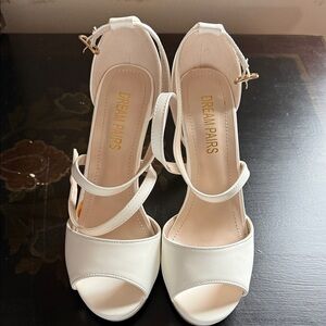 Dream Pairs Women's Classic White Strappy Heels